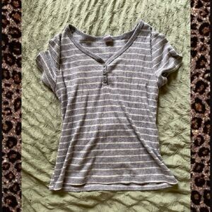 Striped Button Top